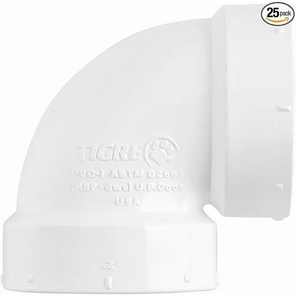 3 in. White PVC DWV Vent Elbow H x H, PVC Drain, Waste & Vent Fitting, (25 Pack)