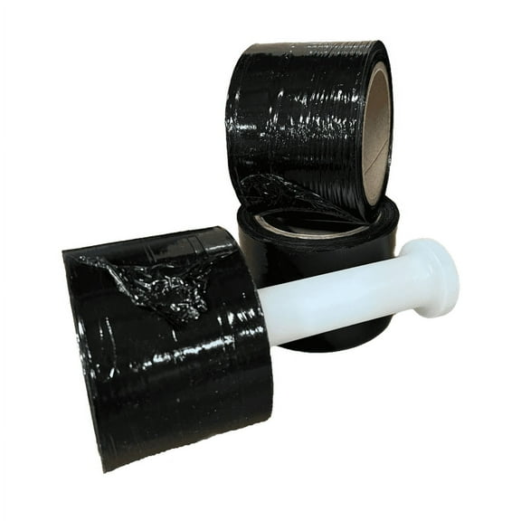 3" in. x 1000FT 80 Gauge 12 Rolls Stretch Shrink Film Hand Wrap + Handle Black