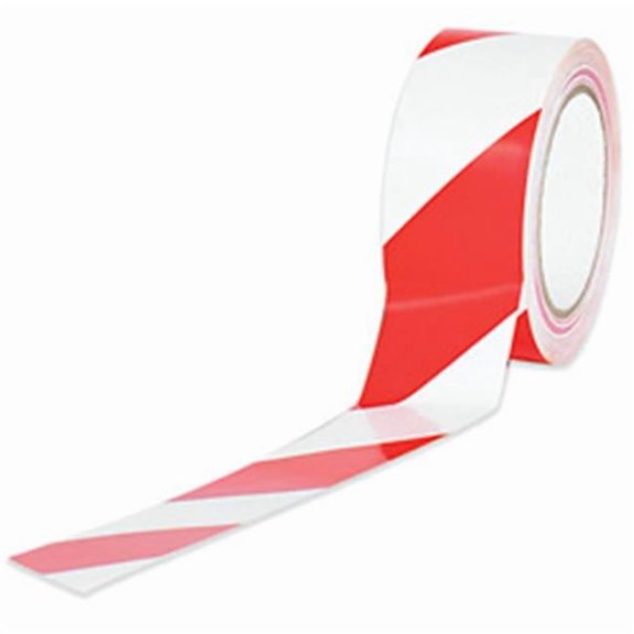 3 in. x 36 yds. Red-White Striped Vinyl Safety Tape