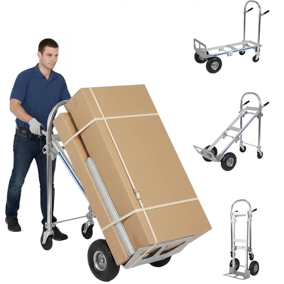 3 in1 Convertible Hand Truck,Folding Dolly Cart with Wheels, Heavy Duty Industrial Convertible Aluminum Hand Truck,550Lbs Load Capacity for Furniture/Appliance/Carton/Warehouse/Office