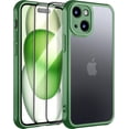 thumbnail image 1 of [3 in1 for iPhone 15 Plus Case, [Anti-Yellowing] [Military-Grade Protection] [with 2 pcs Screen Protector] Full-Body Protective Matte Hard Back Phone Case. (Green)…, 1 of 7
