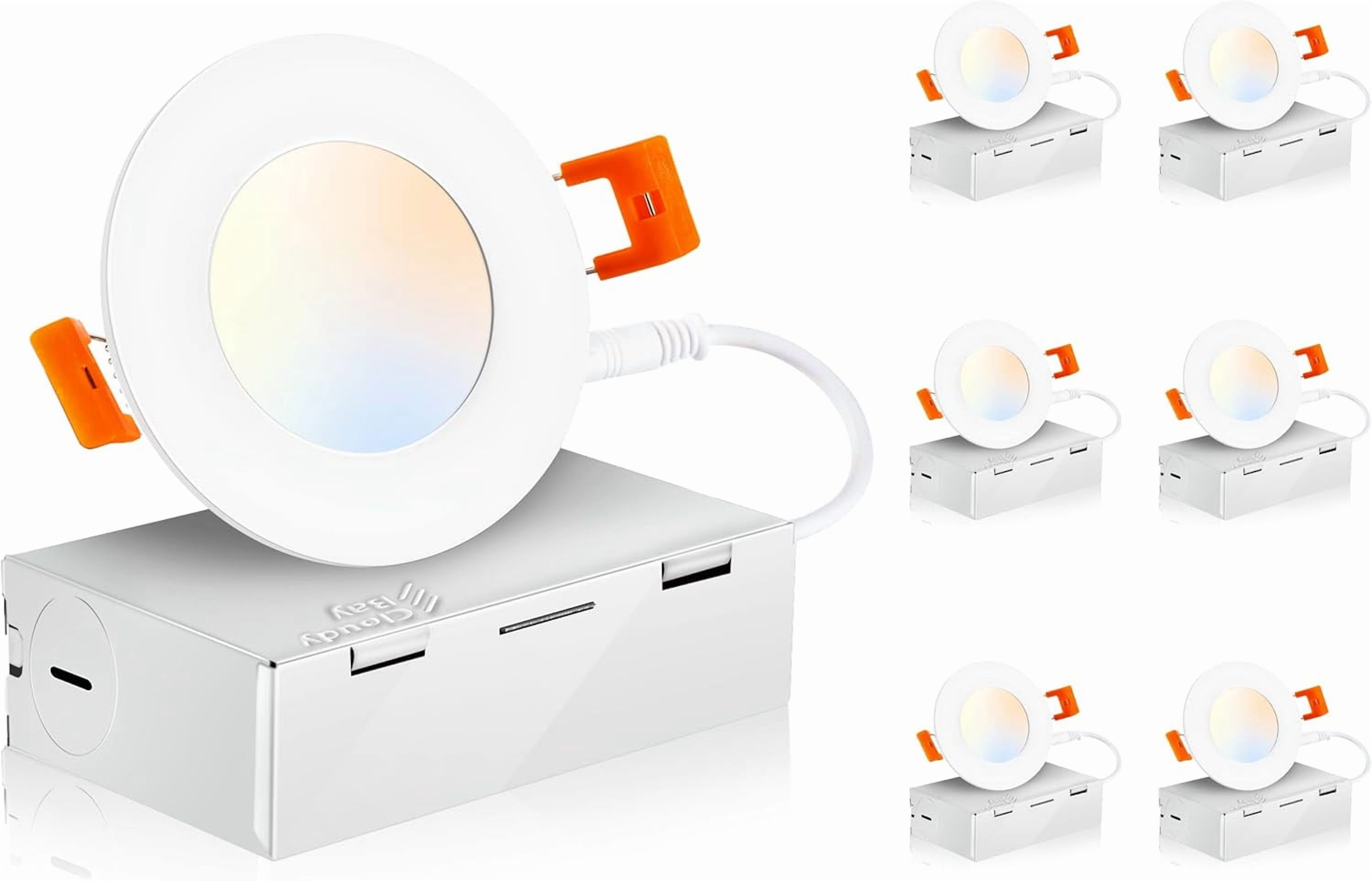 3 inch 5 Color Thin Recessed Light with Junction Box, Canless Wafer ...