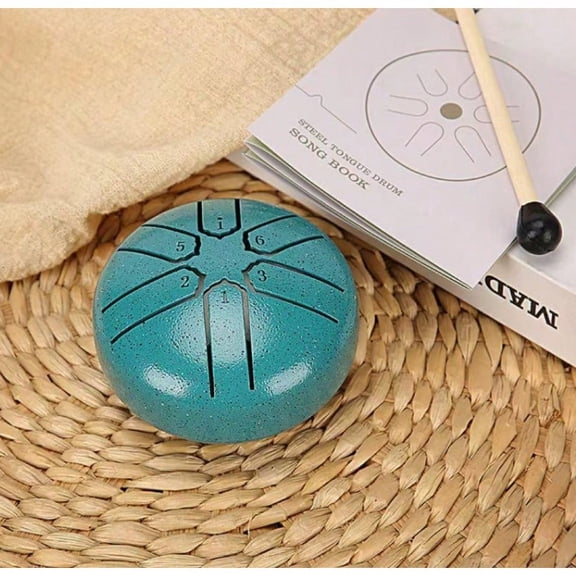 3-inch 6-tone Portable Steel Tongue Drum, 1 Count Compact Stress-relieving Meditative Instrument with Drumsticks & Music Notes, Musical Instrument for Adults