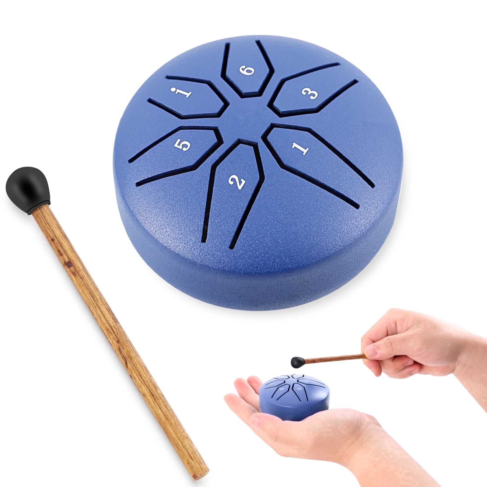 EASTROCK Steel Tongue Drum - 3 Inch 6-Note Mini Rain Drum with Mallets in C Key,Portable Percussion Instrument for Outdoor/Party/Classes/Studio(Purple blue)