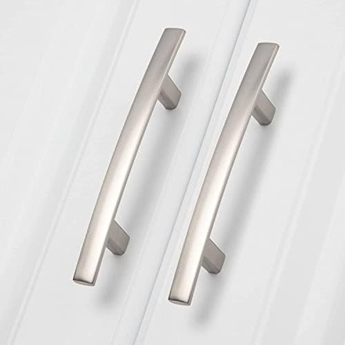 10 Pack Kitchen Cabinet Handles - 7.5 Inch Hole Center Brushed Nickel Pulls, Solid Arch Drawer Handles For Cabinets & Dressers