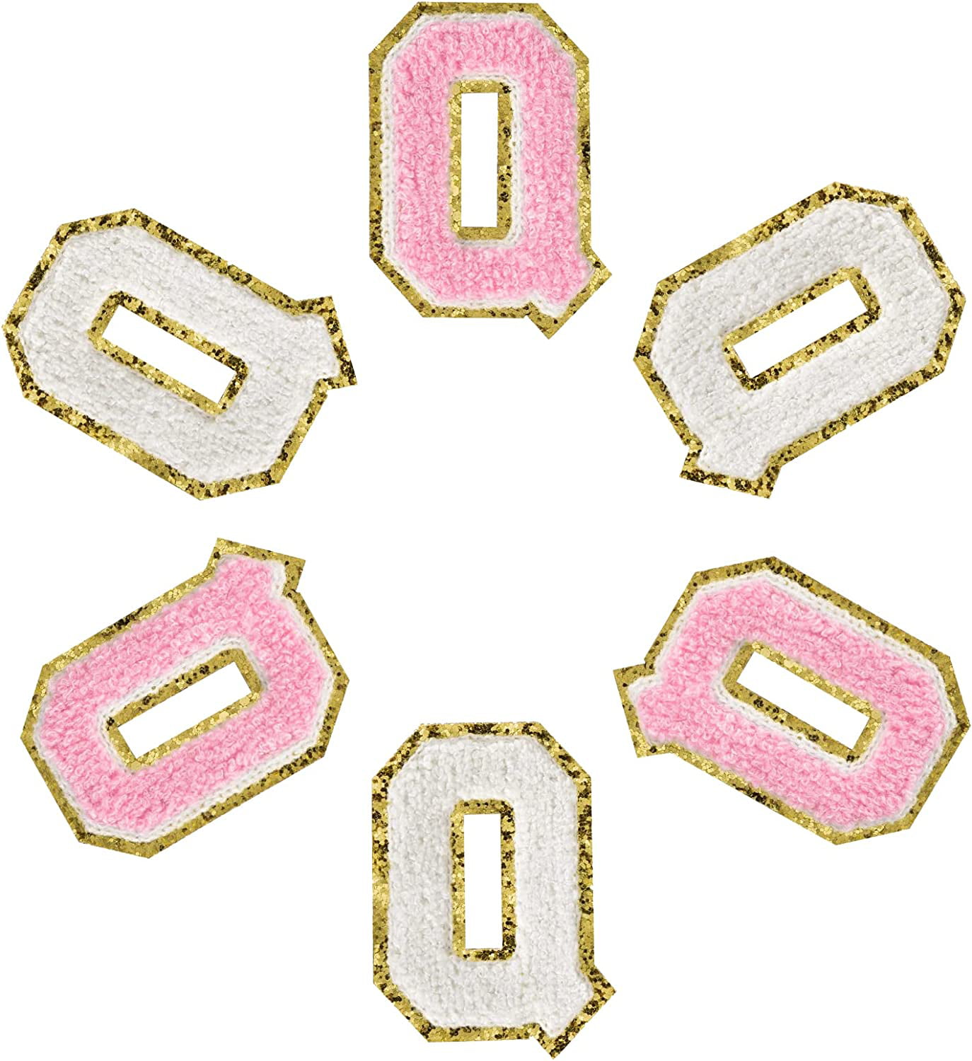 3 inch Chenille Numbers Patches (White & Pink) with Ironed Adhesive, Iron  on Number for Jersey Sports T-Shirt (6Pack - 0)