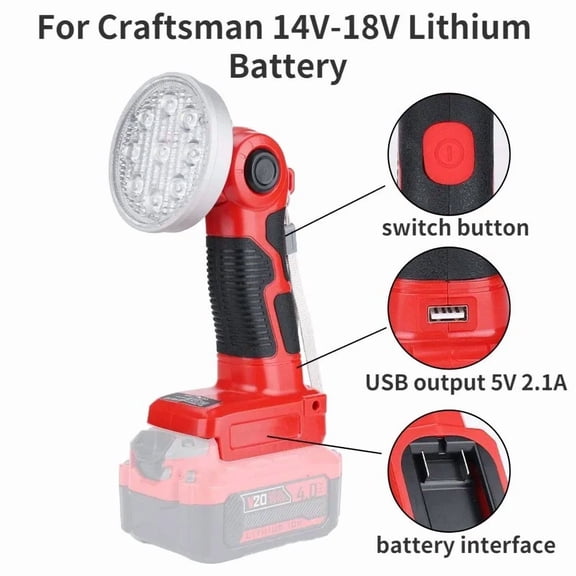 3 inch Emergency Light For Crafts*man 14.4V-20V Lithium Battery Flashlight Light