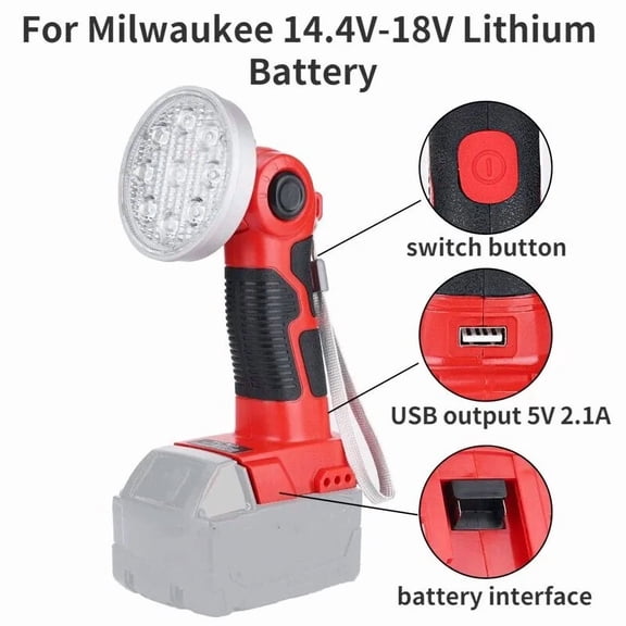3 inch Emergency Light For Mil*wau*kee 14.4V-18V Lithium Battery Flashlight Light