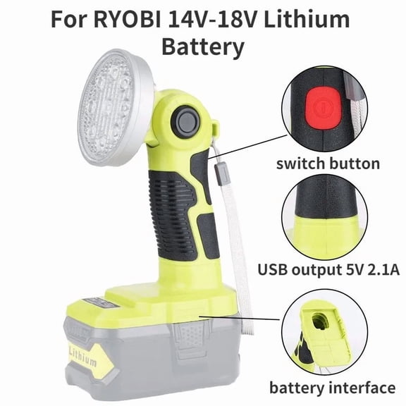 3 inch Emergency Light For Ryo*bi 14.4V-18V Lithium Battery Flashlight Light