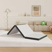 3 inch Folding Mattress Tri Fold Memory Foam Mattress Topper Portable Foldable Mattress Topper with Washable Cover Non-Slip Bottom for Camping Guest, Twin