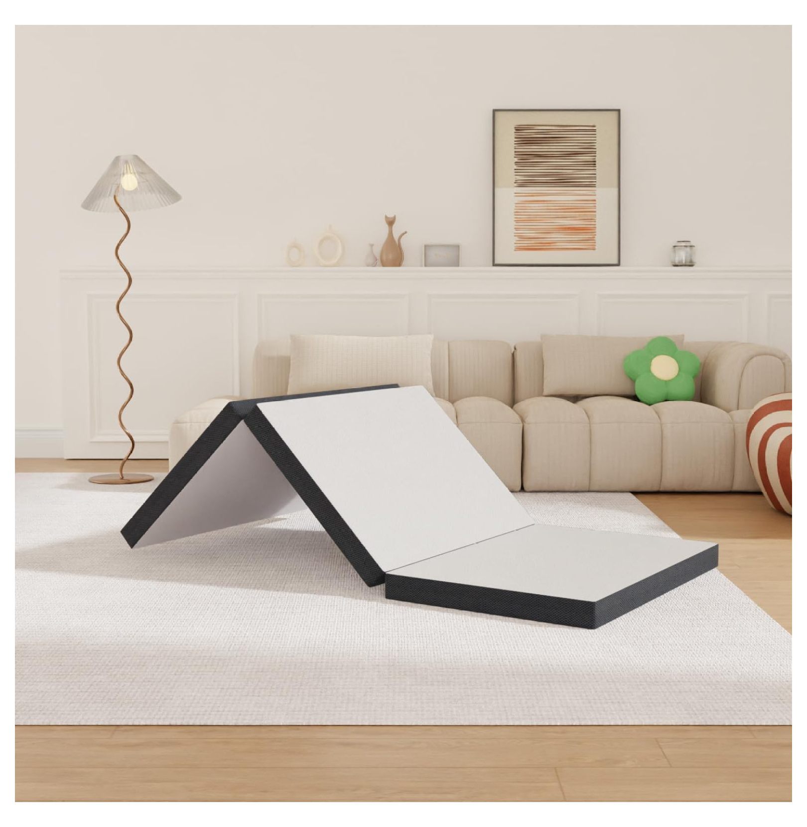 3 inch Folding Mattress Tri Fold Memory Foam Mattress Topper Portable Foldable Mattress Topper