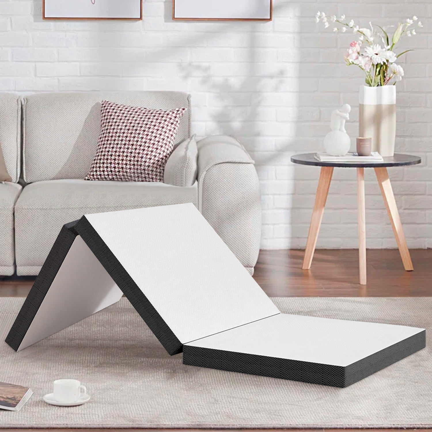 3 inch Folding Mattress Tri Fold Memory Foam Mattress Topper Portable Foldable Mattress Topper