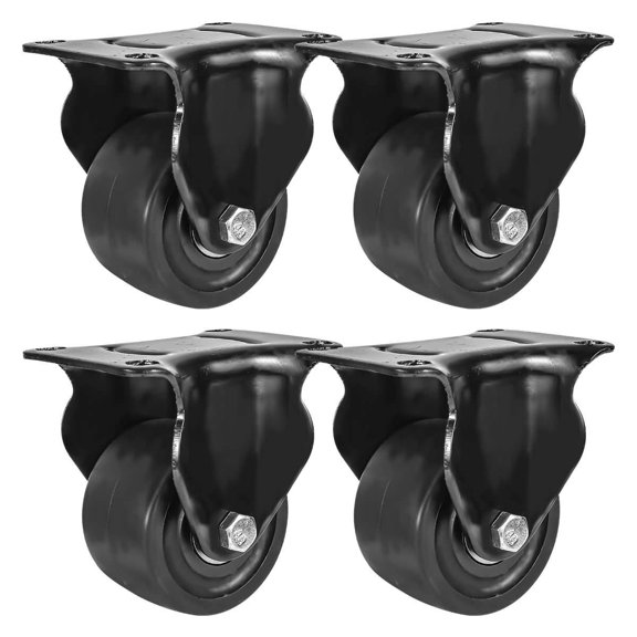 3 inch Heavy Duty Polyurethane Caster Wheels Rigid Fixed None Swivel Industrial Grade Solid Low Profile Smooth and Silent 3000LB Capacity Pack of 4