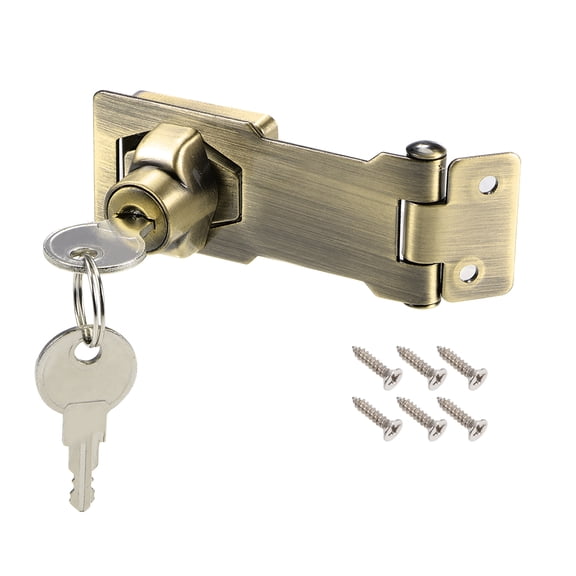 3-inch Keyed Hasp Locks Zinc Alloy Twist Knob Keyed Locking Hasp w Screws for Door Keyed Alike Bronze Tone