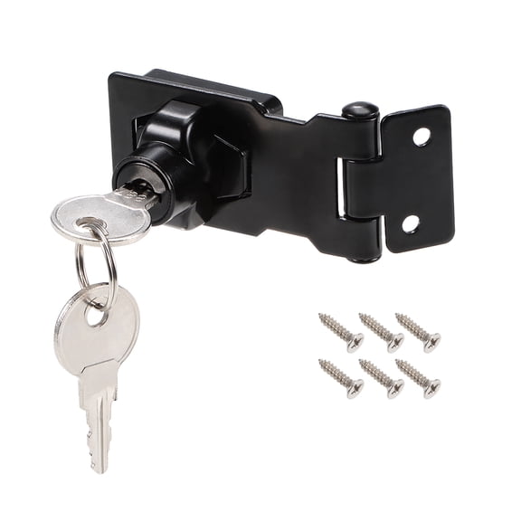 3-inch Keyed Hasp Locks Zinc Alloy Twist Knob Keyed Locking Hasp w Screws for Door Keyed Different Black