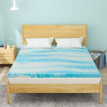 3 inch King size Memory Foam Mattress Topper, Soft Cooling Gel Memory Foam Bed Pad Topper for Pressure Relief, Blue