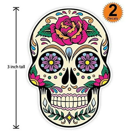 3 inch Mexican Sugar Skull Phone Sticker Version 20 - Día de los muertos - Day of the Dead Sticker Decal