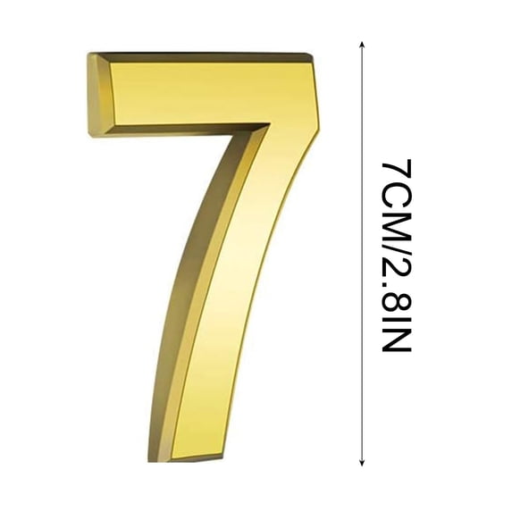 3 inch Modern House Numbers, 3D Self-Adhesive Street Door Home Address Mailbox Numbers, for Outside or Inside Signs (Gold - 7)