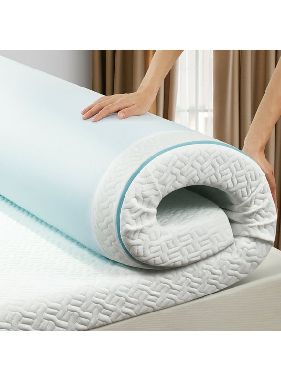 3 inch Non-Slip Design Gel Memory Foam Mattress Topper with Removable & Washable Cover for Cooling Sleep,Pressure Relief ,CertiPUR-US Certified - Queen