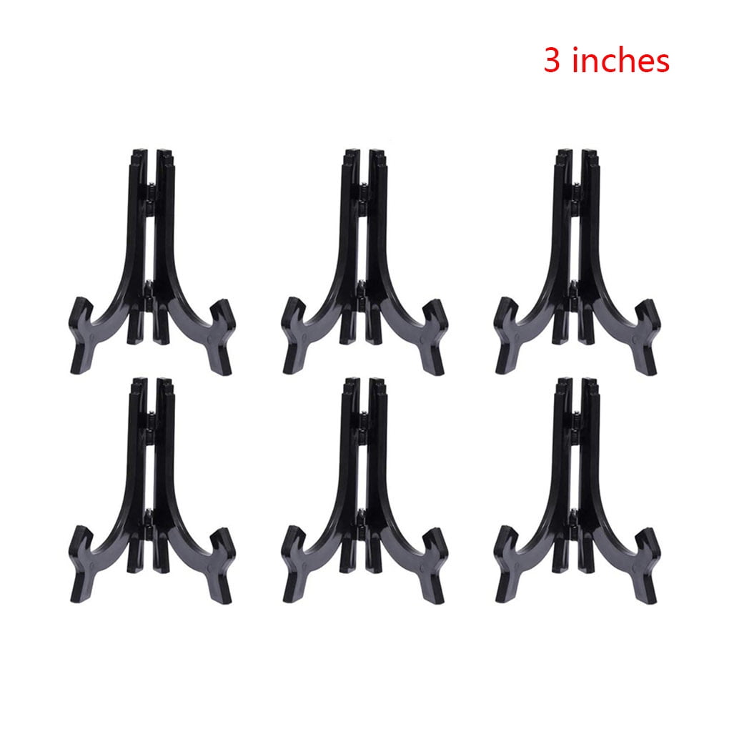 Jinyi Plastic Easels Plate Display Stands Picture Frame Stand Holder(12pcs,  Black)