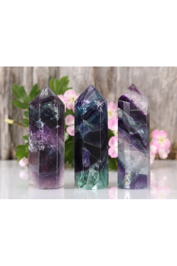 3 inch Rainbow Fluorite Stone Point Obelisk Natural Crystal Tower Decoration