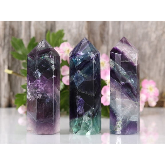 3 inch Rainbow Fluorite Stone Point Obelisk Natural Crystal Tower Decoration