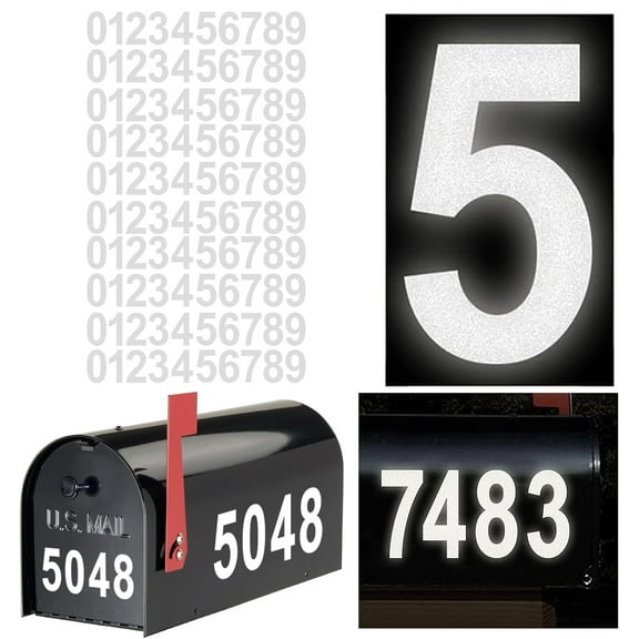 3 inch Reflective Mailbox Numbers for Outside, 10 Sets Number Stickers with Sticky Tabs for Easy Backing Peeling, Pre-cut for Effortless Align, Strong Self Adhesive Vinyl House Numbers for mailbox