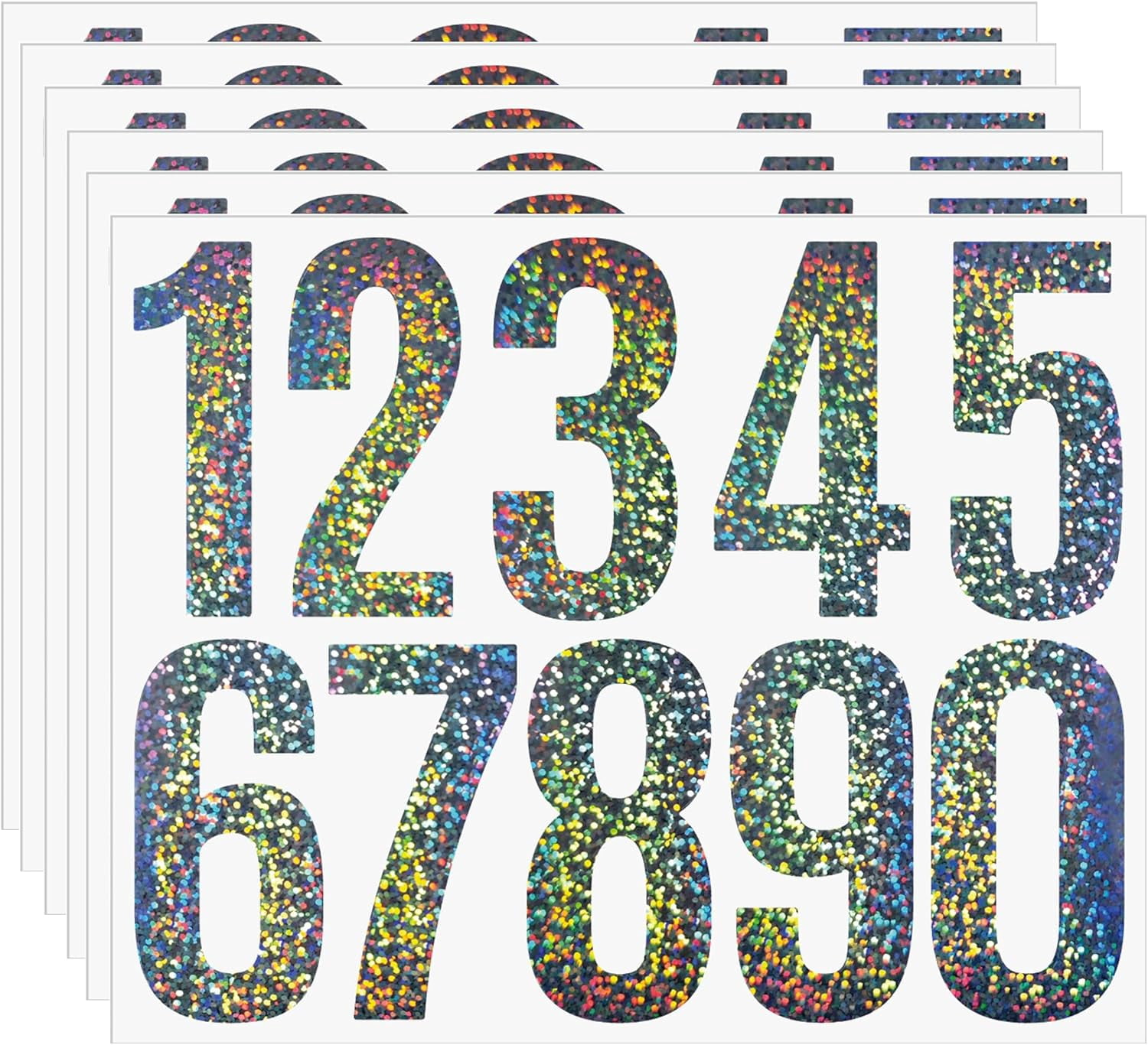 Reflected Numbers 3 inch Reflective Mailbox Numbers for Outside, 6 Sheets 0-9 Number ...