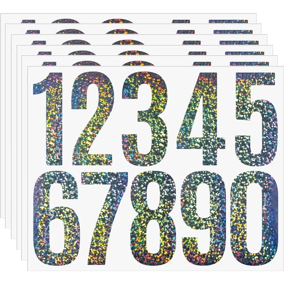 3 inch Reflective Mailbox Numbers for Outside, 6 Sheets 0-9 Number Stickers Easy Backing Peeling, Pre-Cut Effortless Align, Strong Self Adhesive Vinyl House Mailbox (Reflective)