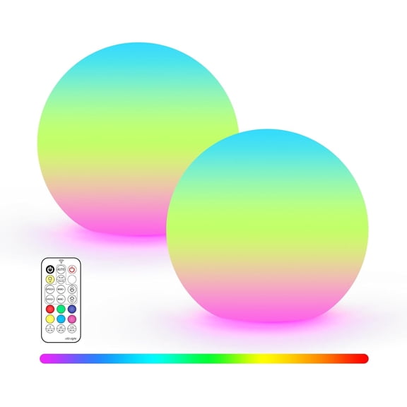 3-inch Sphere Night Light, Ball Lights, 16 Color Change Mood Lighting, Ambient Light for Patio Pool Bathtub Decorative Lighting, 2