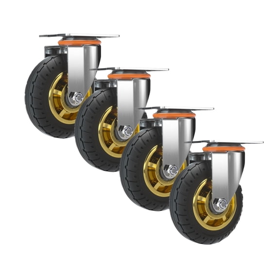 3 inch Swivel Pneumatic Caster Set of 4 Heavy Duty Plate Casters Wheels Silent 360 Degree Rotation with Bolt Max-Load 264.55lbs