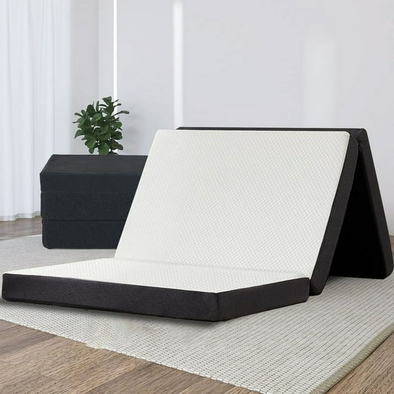 3 inch TwinXL Tri-Fold Memory Foam Mattress with Cover, Twin Size Folding Mattress Topper for Camping