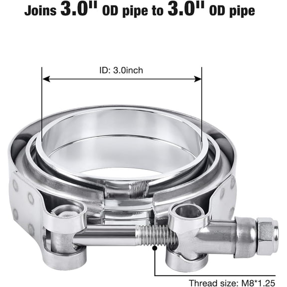 3 inch V Band Clamp with Flange Male Female Universal 304 Stainless Steel for car