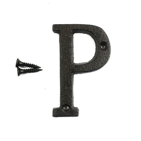 3 inch Vintage Decorative Cast Iron Metal Alphabet Letters Wall Sign Hanging Address Name Sign Letter(P)