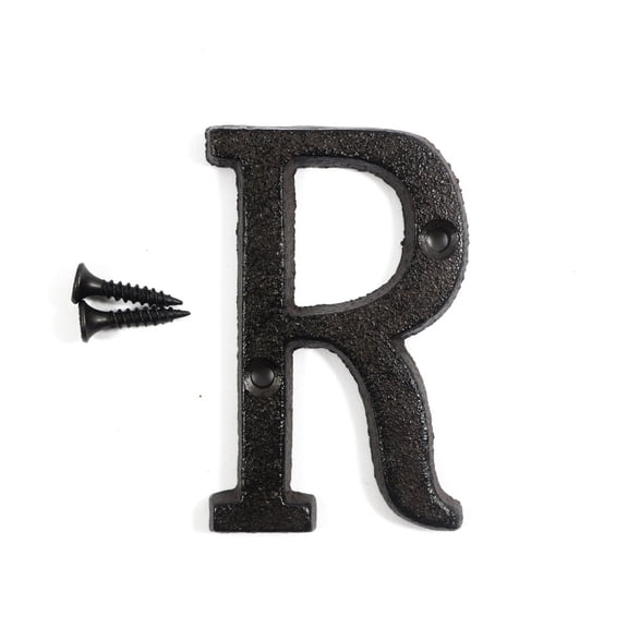 3 inch Vintage Decorative Cast Iron Metal Alphabet Letters Wall Sign Hanging Address Name Sign Letter(R)