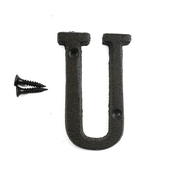 3 inch Vintage Decorative Cast Iron Metal Alphabet Letters Wall Sign Hanging Address Name Sign Letter(U)