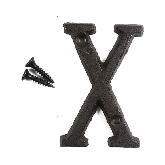 3 inch Vintage Decorative Cast Iron Metal Alphabet Letters Wall Sign Hanging Address Name Sign Letter(X)
