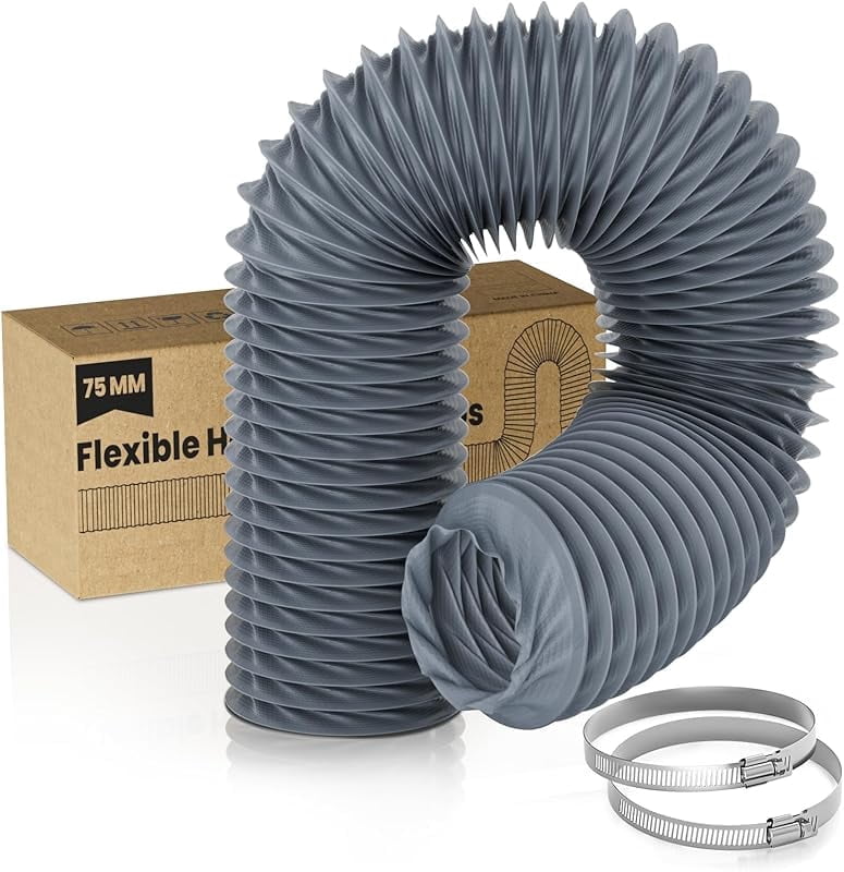 3 inch X 8FT Nylon Flexible Duct Hose – Compatible with Diesel Air Heater, Dryer Vent & HVAC System, High-Temperature Ventilation Hose for Home and Workshop