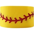 thumbnail image 1 of 3 inch Yellow Grosgrain Ribbon RED Glitter Stitch Softball Baseball Printed are for Hair Bows Crafts, 1 of 1