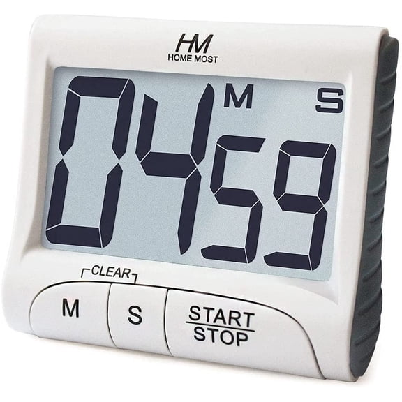 3-inch large screen kitchen timer - digital timer magnetic backboard with bell alarm loud alert string hanger - white kitchen timer suitable for kitchen teachers students games children meetings - ex