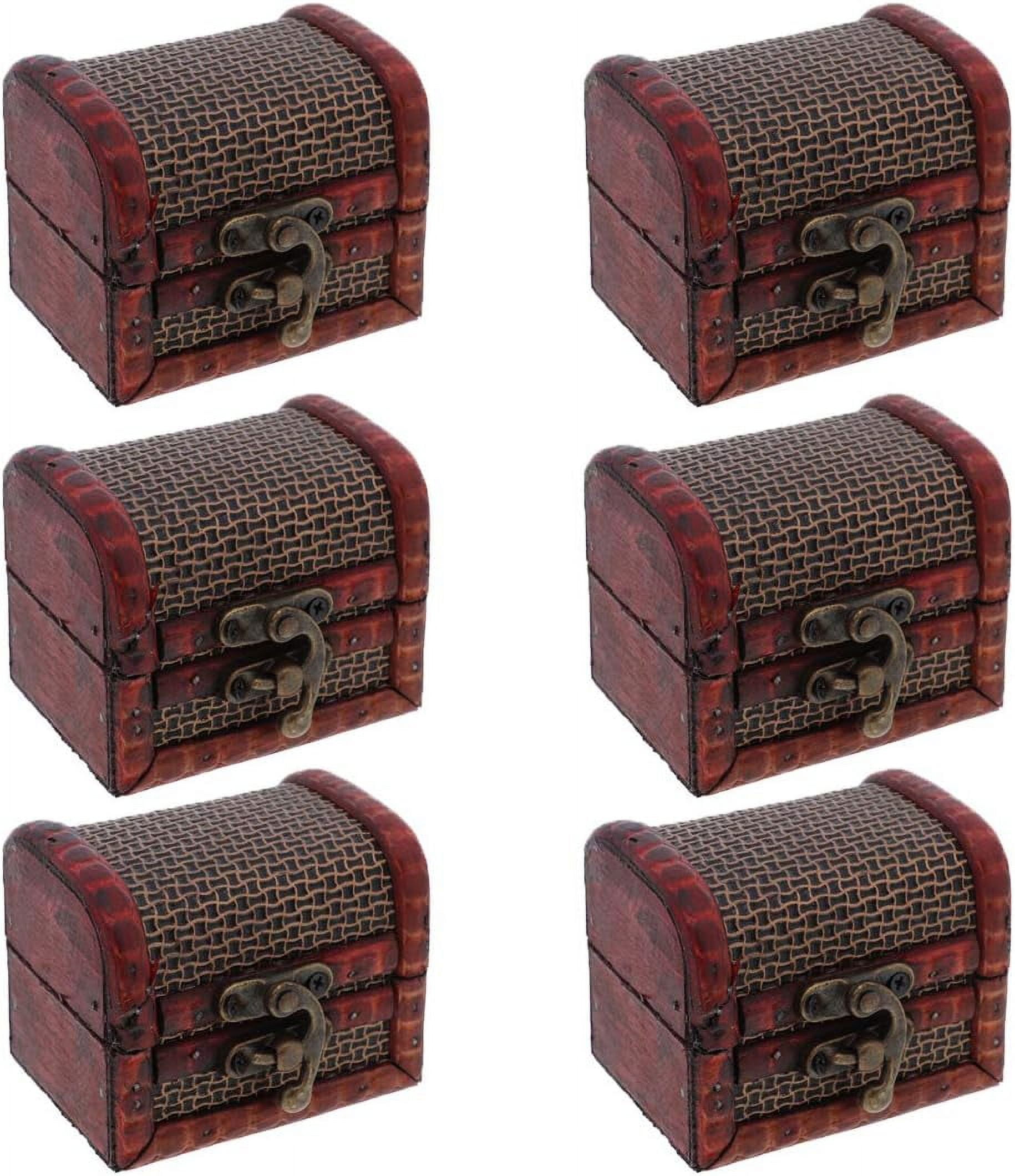 3 inch wooden storage treasure chest trinket box set of 6 basket