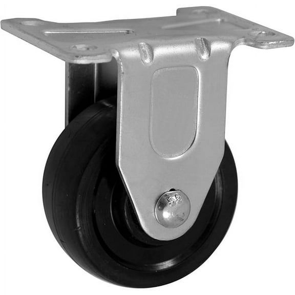 3 inch x 1.25 inch HR Hard Rubber Light Duty Industrial Top Plate Caster, 1 Rigid Caster, 220 LBS Load Capacity, BLACK (Single) - ICON 5000 Series
