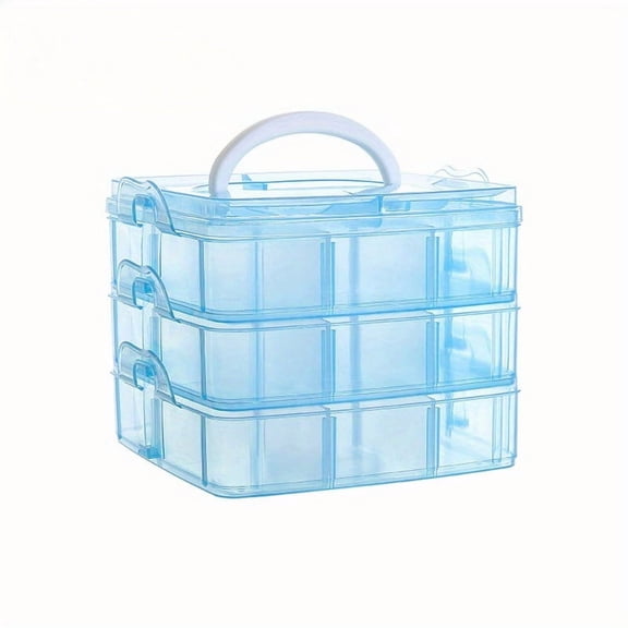 3-layer 18 Compartment Transparent Storage Box, Jewelry and Toy Storage Box, Suitable for Kitchen, Bathroom, Bedroom