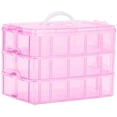 thumbnail image 1 of Yayun 3-Tier Stackable Storage Container with 30 AdjustableCompartments,Plastic Organizer Box with Handle for Organizing Arts and Crafts,Toy,Jewelry,Hair Accessories,Pink, 1 of 8
