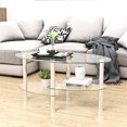 thumbnail image 1 of 3-layer Transparent Living Room Coffee Table - Stainless Steel Leg, Versatile Design With Leg Glass, For Various Rooms, 1 of 6