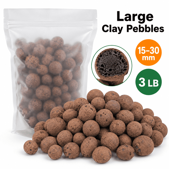 3 lb Large LECA Clay Pebbles for Plants, 1530 mm Expanded Clay Balls, Hydroponic Growing Medium & Drainage Rocks for Orchids, Succulents, Indoor Planters, Top Dressing