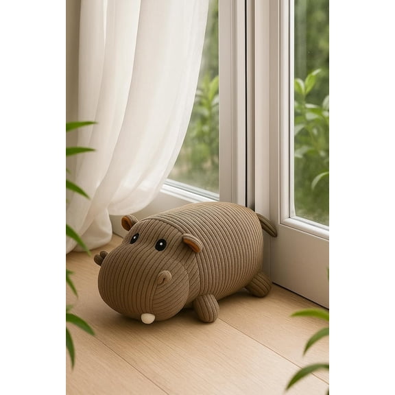 3 lbs Decorative Hippo Door Stopper Heavy Fabric Doorstop with Sand Filling, Weighted Gray Animal Door Holder, Cute Farmhouse Home Dcor, Size 7 4.7 4.3 in$$Office