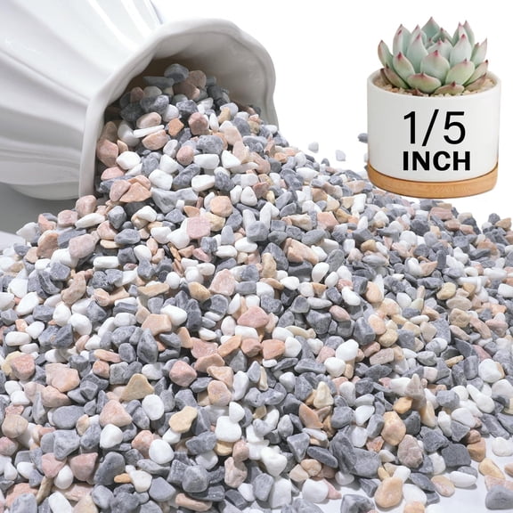 3 lbs Pebbles for Indoor Plants, 1/5 Inch Pea Gravel for Fish Tank, Decorative Rocks for Succulent, Natural River Stones for Vases, Cactus, Landscng, Bird Bath, Aquarium, Mixed