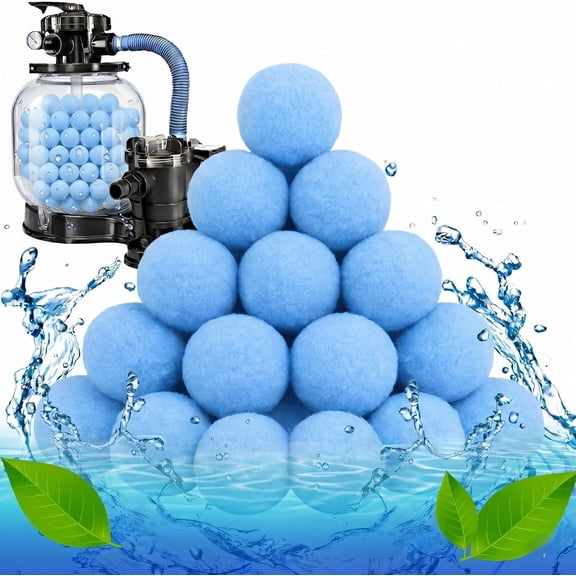 3 lbs Pool Filter Balls for Sand Filter, Pool Fiber Filter Balls Replace 110lbs Pool Filter Sand,Efficient Pool Filter Media Balls for Swimming Pool, Filter Pump, Pool Cleaning(1400g - blue)