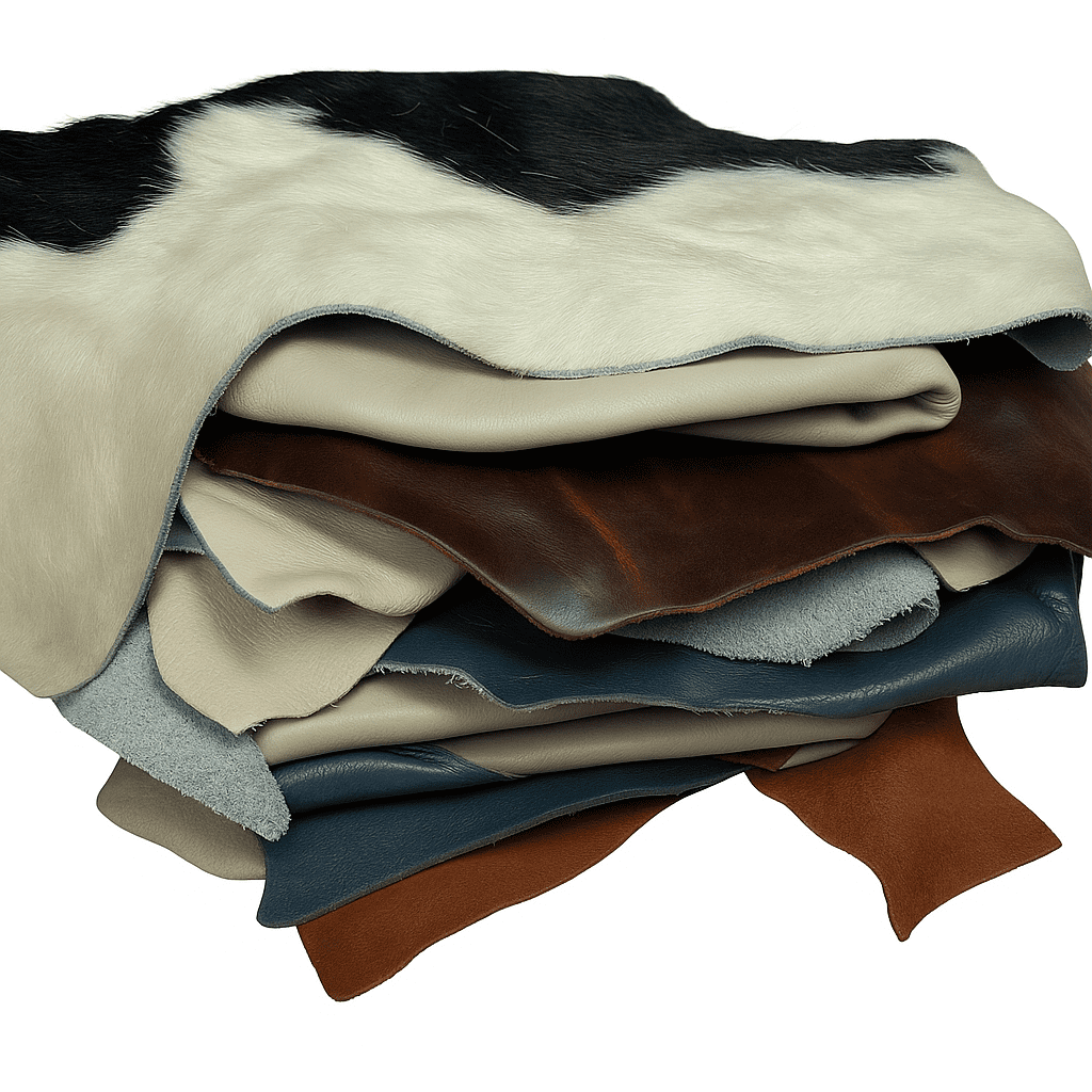 3 lbs Genuine Upholstery Leather Remnants – Soft & Flexible – Mixed Earth Tones – Ideal for Crafting Wallets, Keychains, Journal Covers, Purses & More